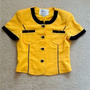Collezioni Zone Donna vintage yellow short sleeve blazer top, sz L (feels sz S)
